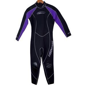 NEOSport 3/2 mm Neoprene Full Dive Black Purple Wet Suit     Size: 8 Women's